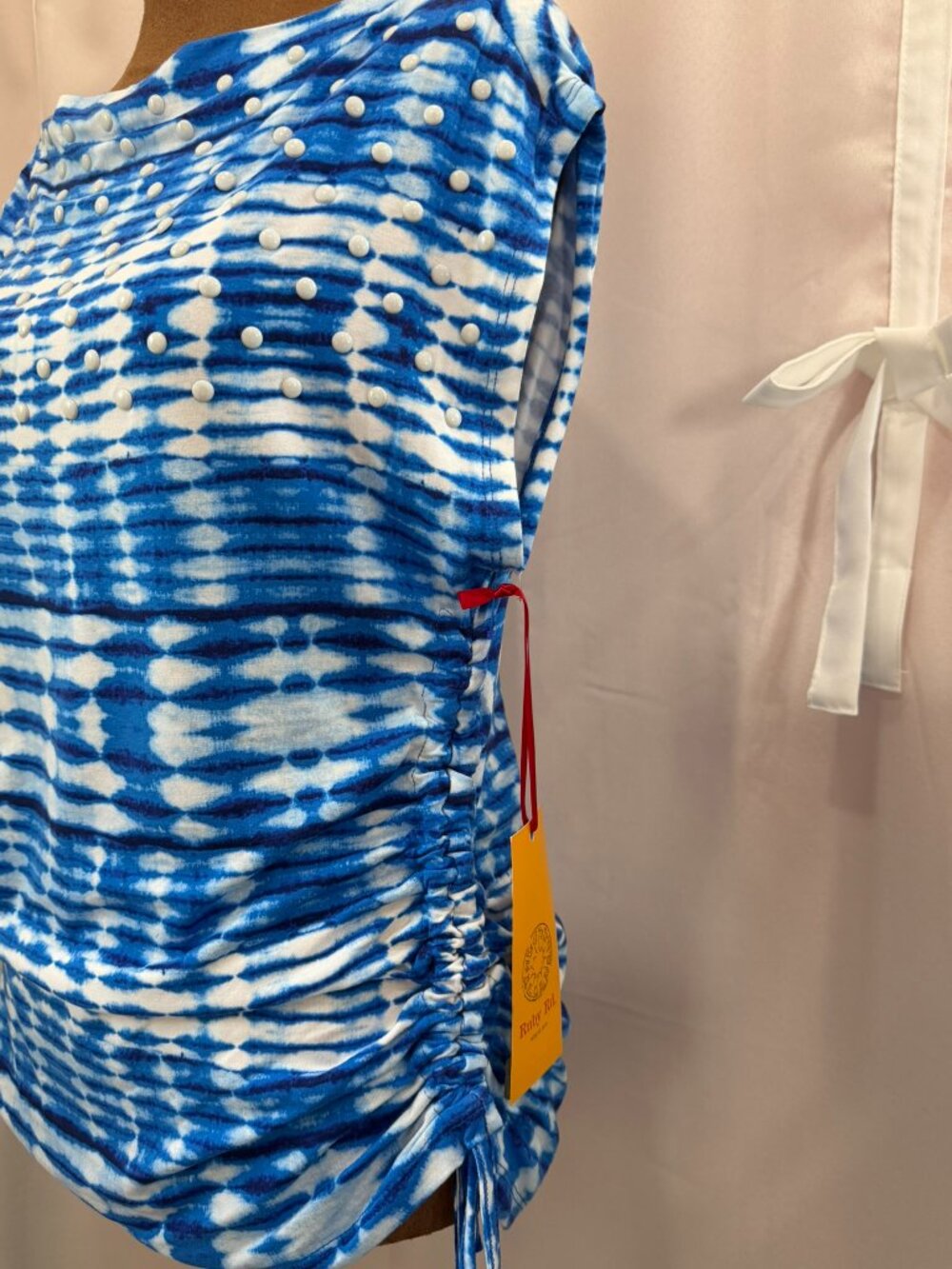Ruby Rd. Blue & White Ruched Side Top – Size Small - Picture 11 of 12